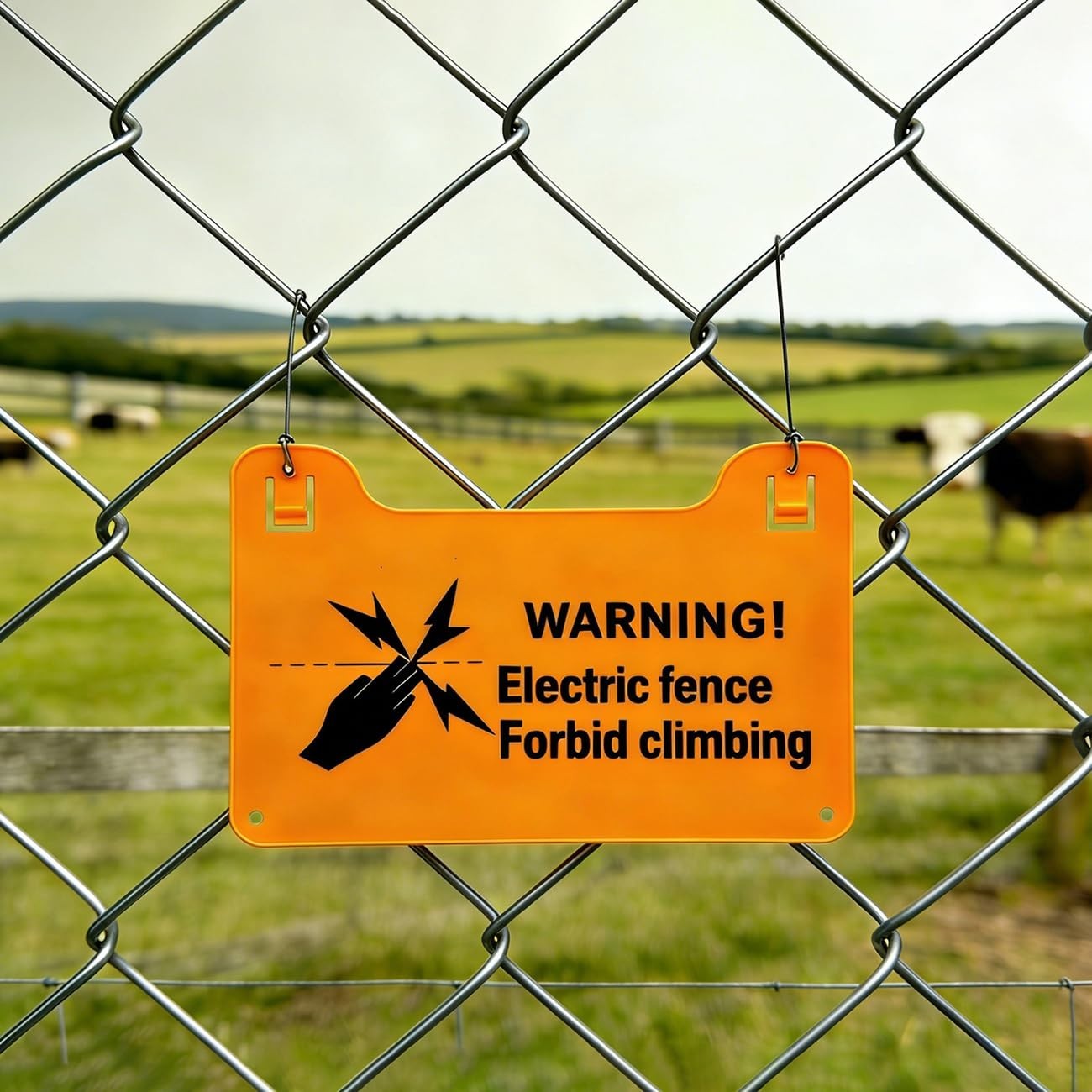 Electric Fence Warning Signs, Yellow Plastic Double-Sided High Voltage Danger…