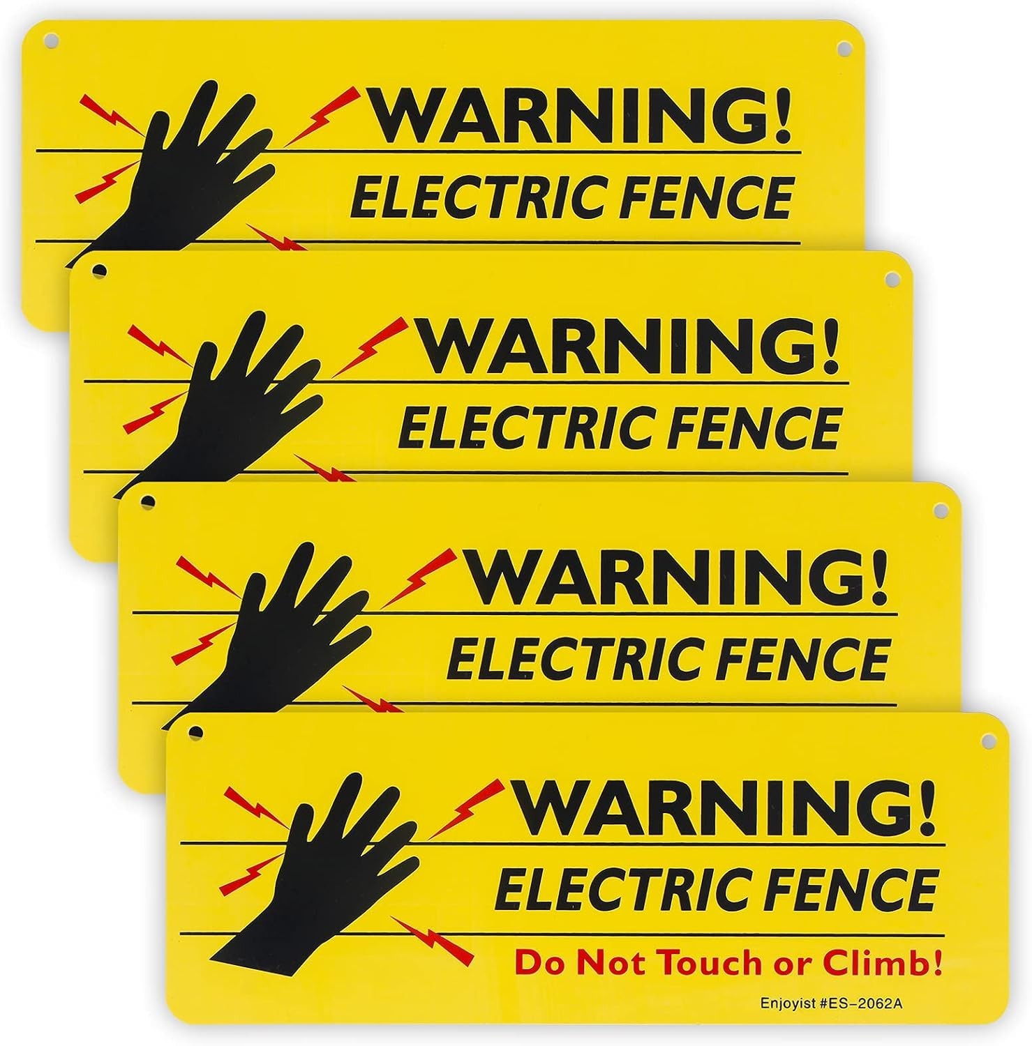 4-Pack Warning Electric Fence Safe Sign, 10″x 3.5″ Plastic Sign