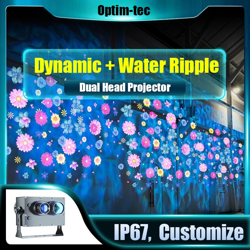 110W Double Head Dynamic Water Ripple Light Wall Bridge Garden Gobo Projector