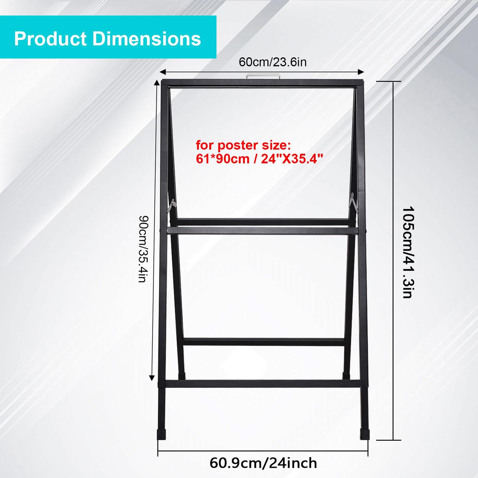 Heavy-Duty Double-Sided Metal A-Frame Sidewalk Sign Holder Stand 24″ x 36″