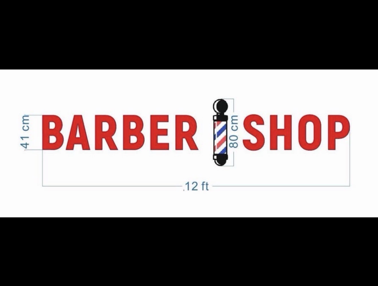 Barber Shop Wall Mounted Sign Red Black White Blue 12ft Wide Includes Hardware