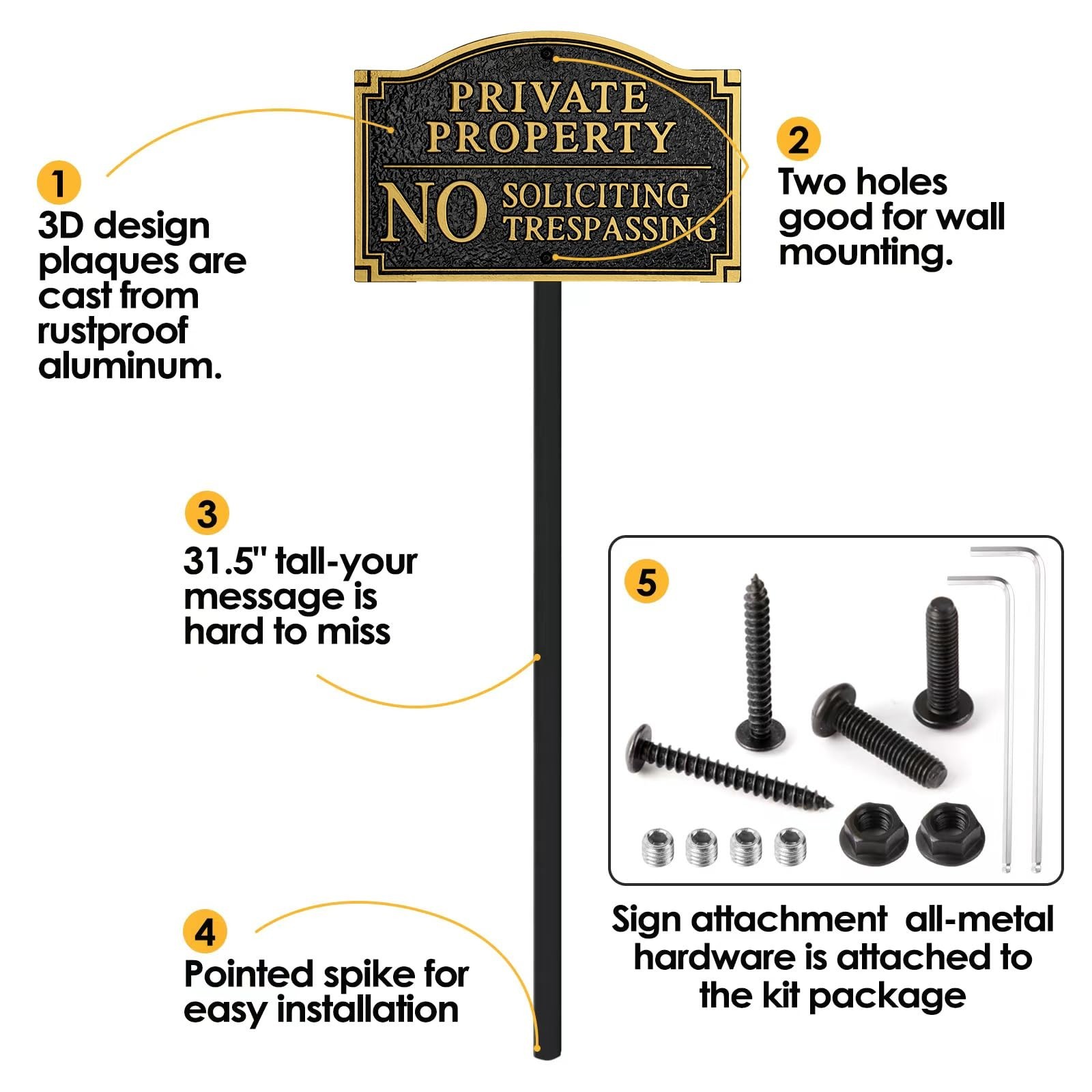 Private Property No Soliciting No Trespassing Statement Plaque,Solid Metal Ca…