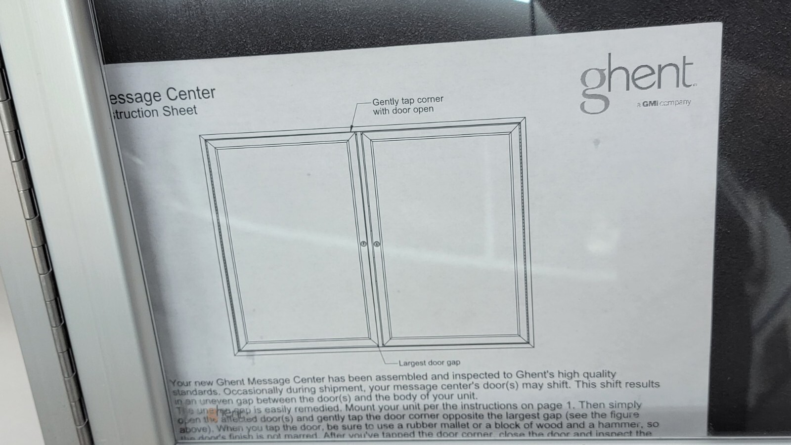 GHENT PA13630VX-133 Enclosed Bulletin Board silver frame black board 30×36 In.
