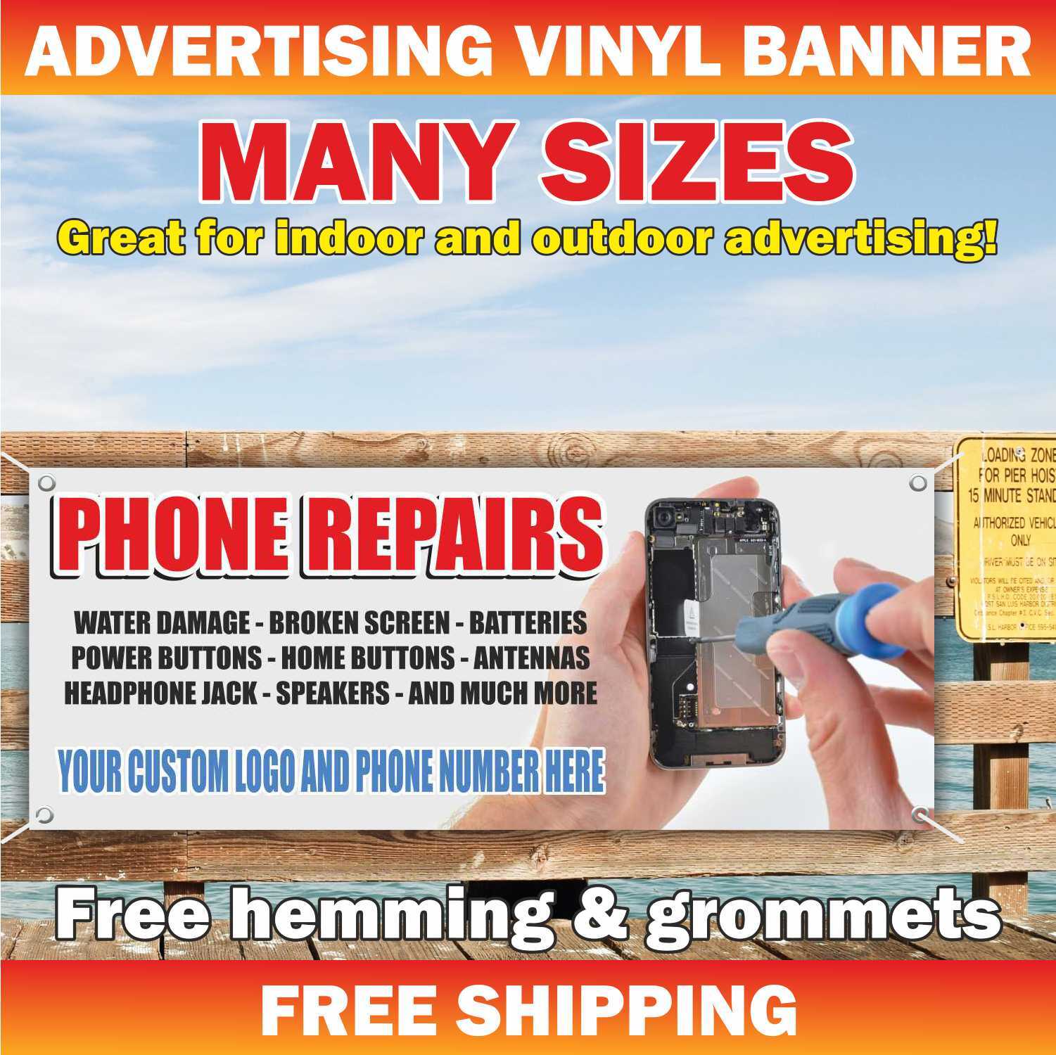 PHONE REPAIRS Advertising Banner Vinyl Mesh Sign service diagnostics fix laptop