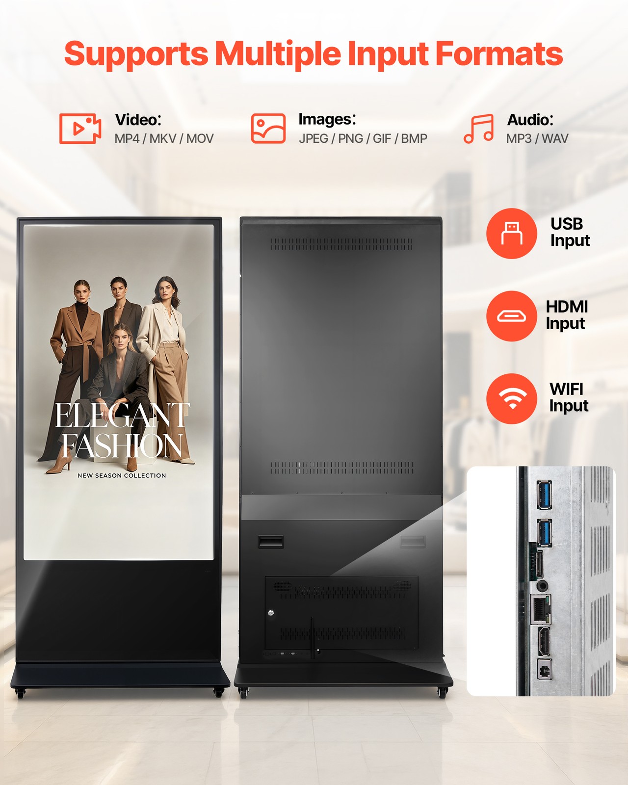 VEVOR 65 in Indoor Digital Signage Floor Standing Advertising Display Kiosk 4K