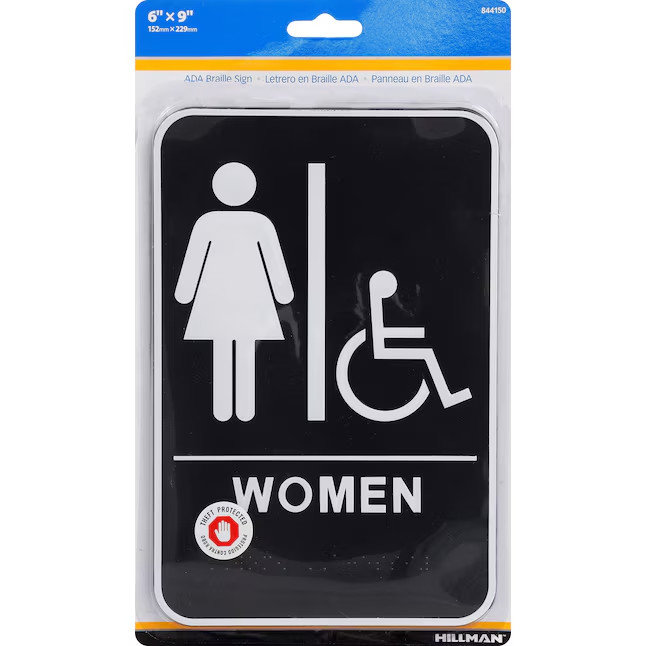 Hillman ADA Womens Restroom 9-in x 6-in Plastic Restroom Sign