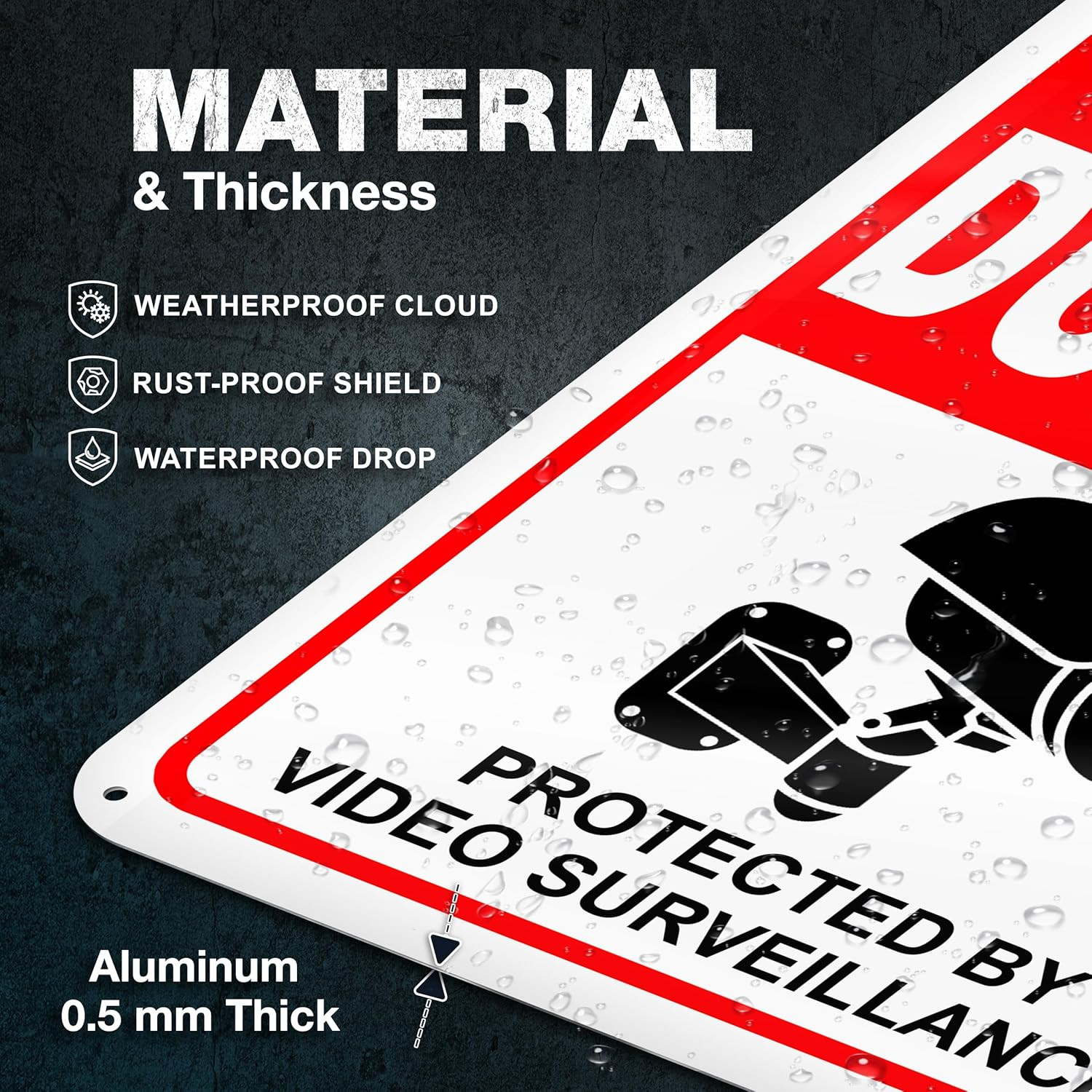 2 PC No Dumping Signs, Reflective 7 x 10 Aluminum No Littering Signs with Video
