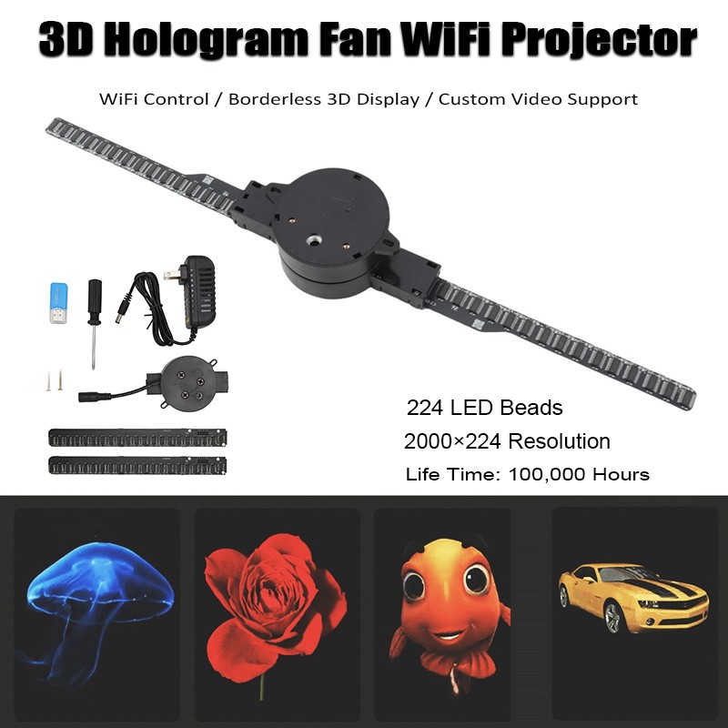 WiFi 3D Hologram Fan Hight Resolution Control Methods Holographic Projector