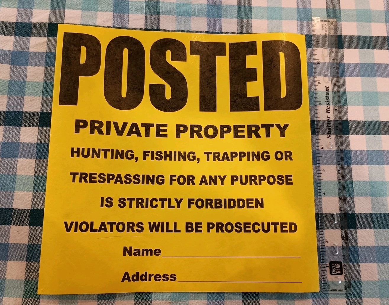 Posted Private Property Yellow/Black Signs (18ct Roll) Non-adhesive