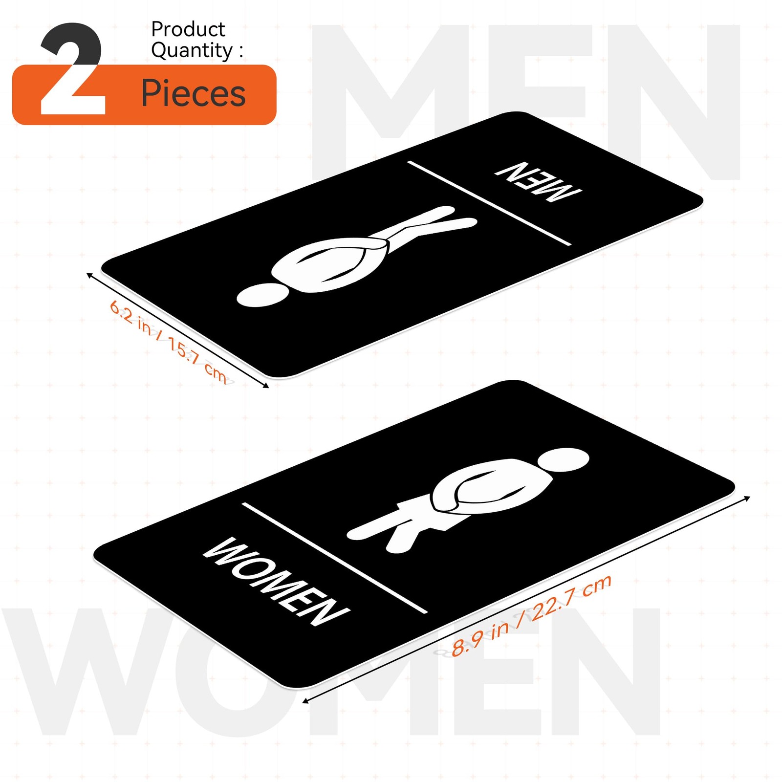 2 PCS Men and Women Restroom Signs for Home and Business, Self-adhesive Water…
