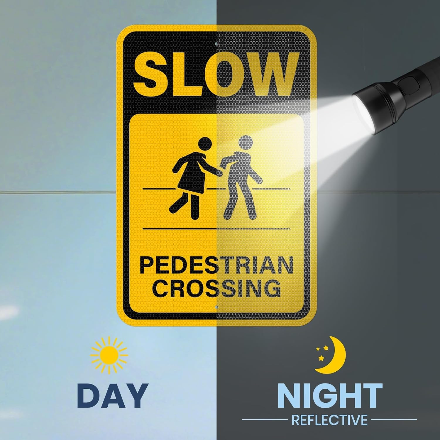 2 Pack Slow Pedestrian Crossing Sign 18 × 12 Inches High Reflective Waterproof A
