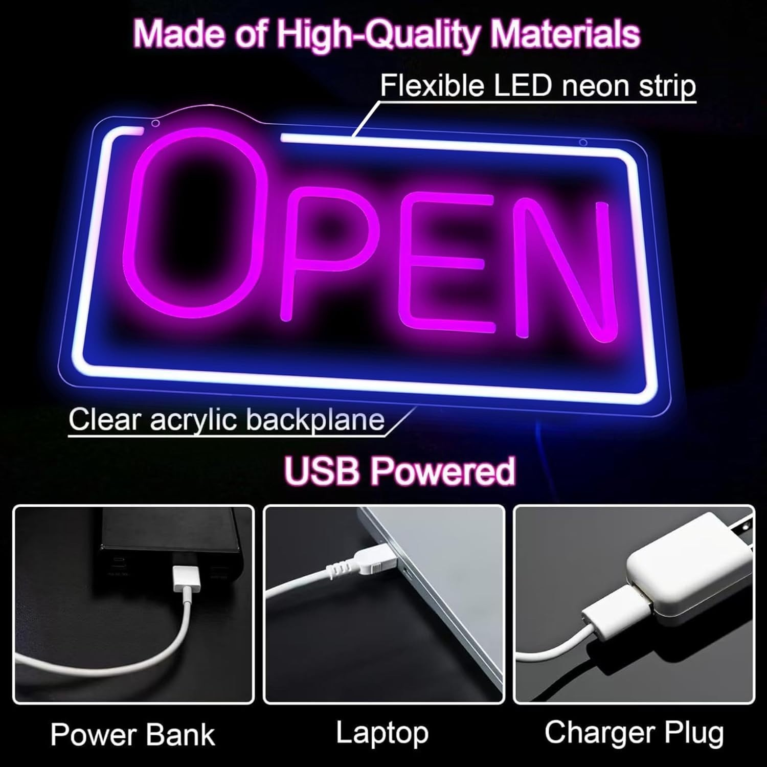 Open Signs for Business: Bar Open Neon Signs, Dimmable Led Lamp, USB Powered …