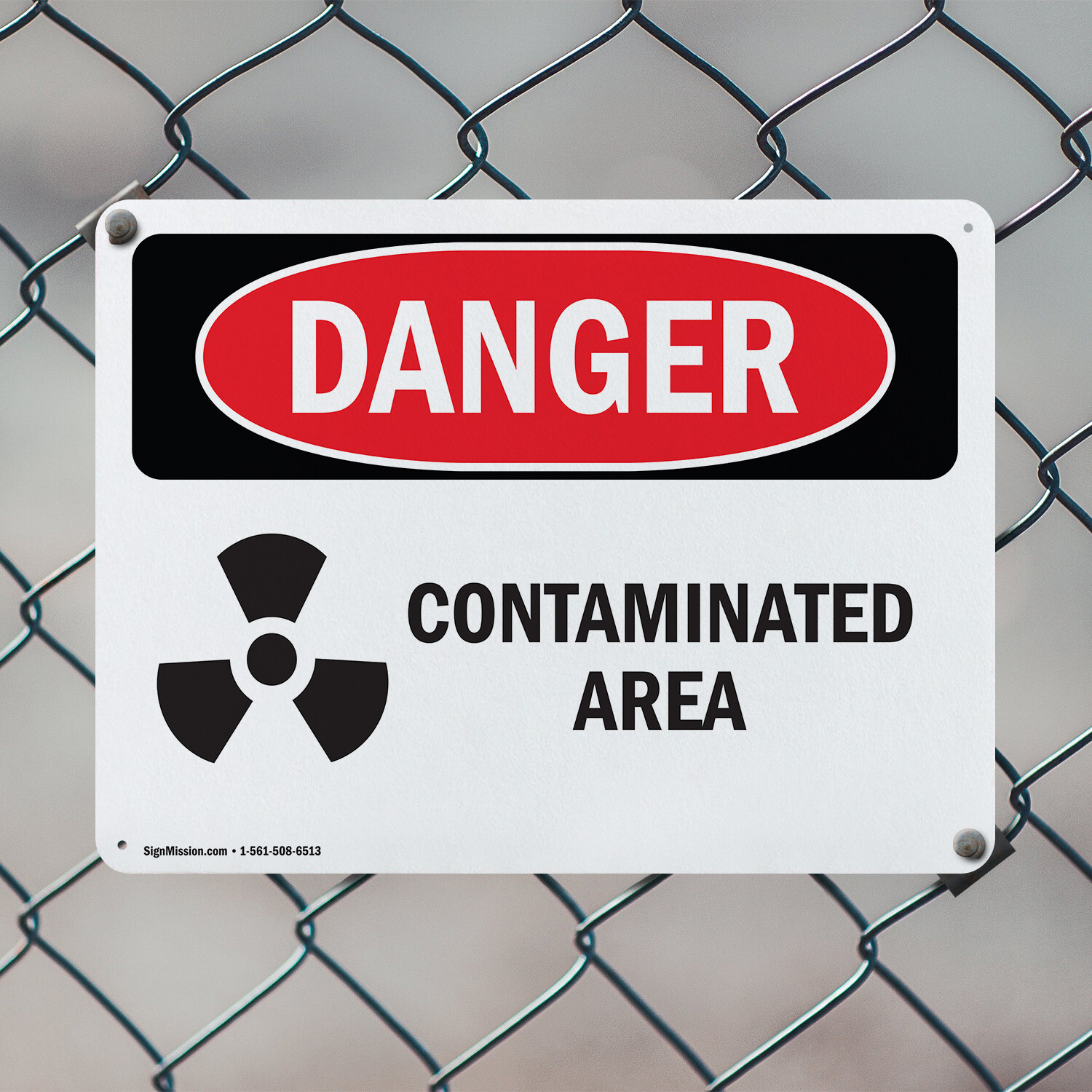 (2 Pack) Contaminated Area OSHA Danger Sign Decal Metal Plastic