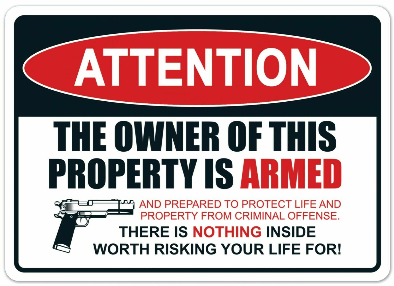 ATTENTION PROPERTY IS ARMED 18″x12″ or 24″x18″ YARD SIGN FREE STAKE USA TRUMP