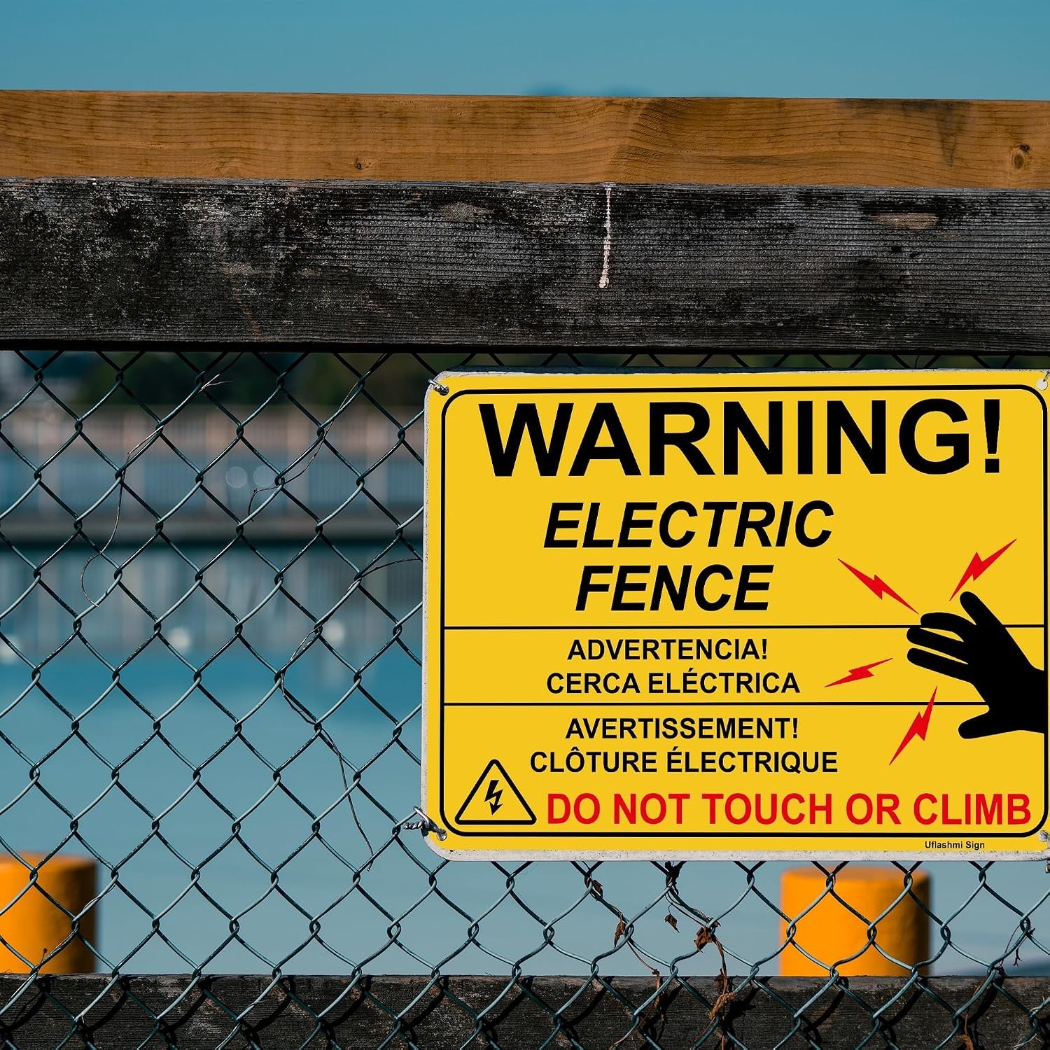 Electric Fence Warning Sign, Metal s, 10” x 7”, 2 Pack