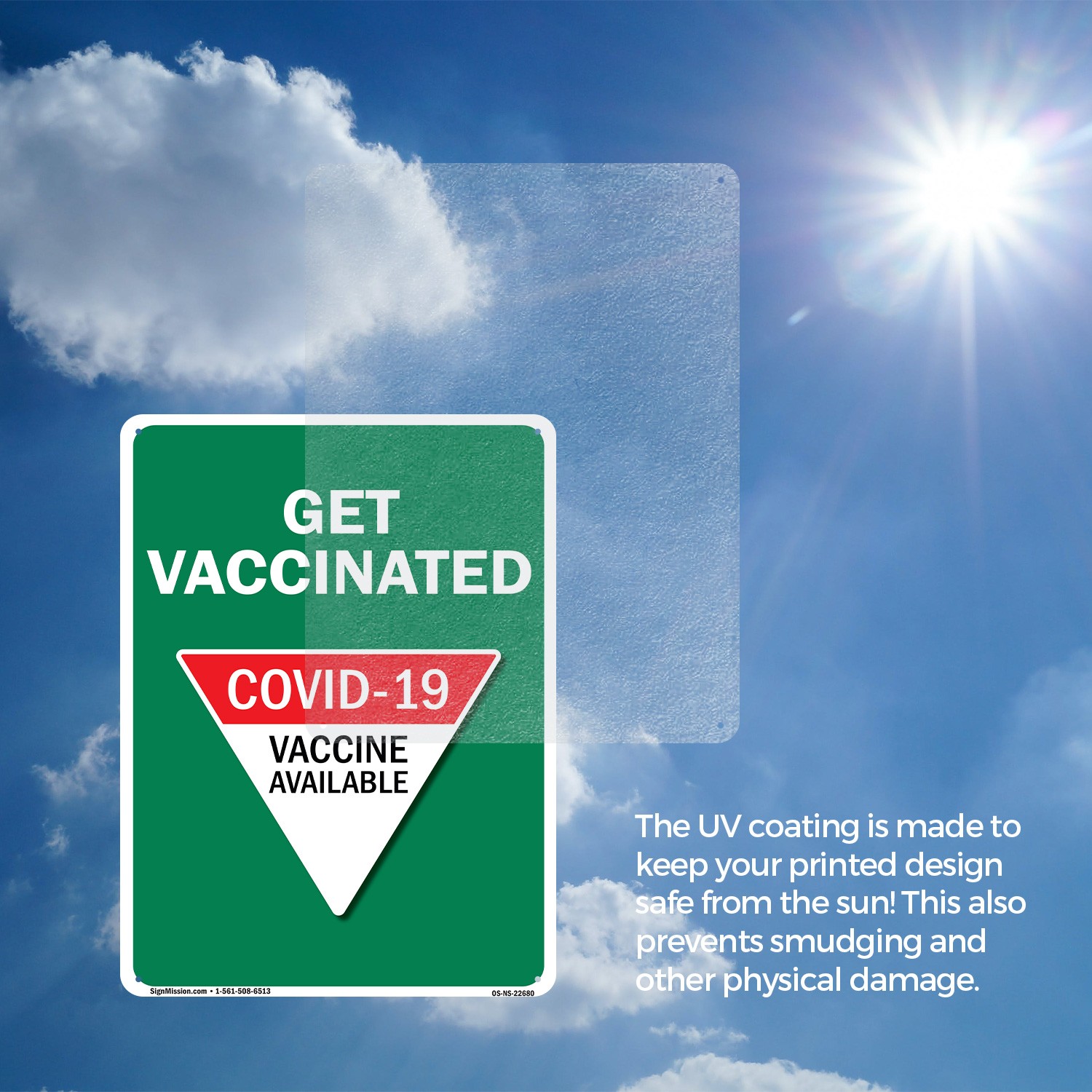 Get Vaccinated Covid-19 Vaccine Available Public Safety Sign, Decal 5 or 10 Pack