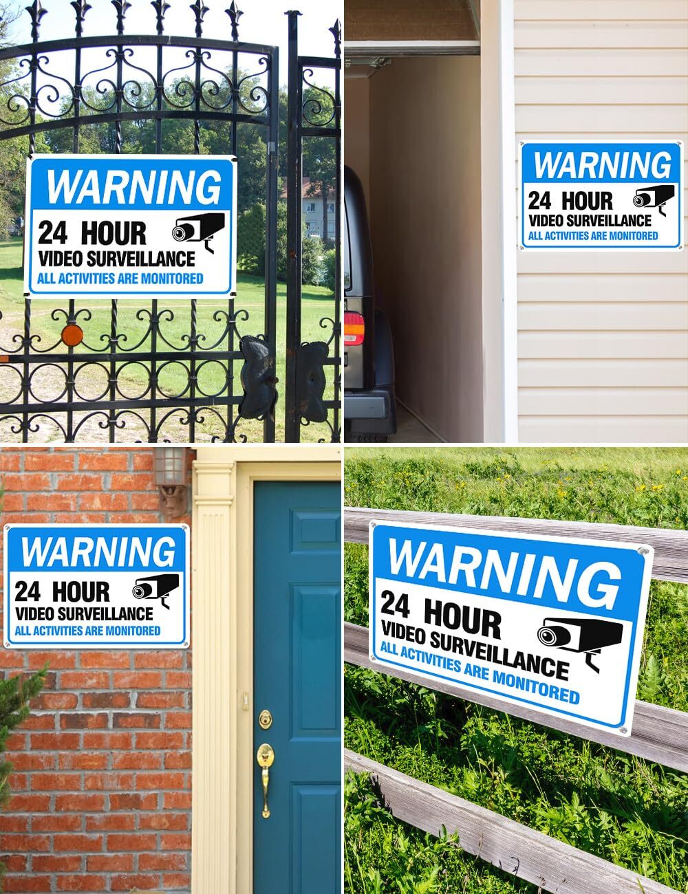 Video Surveillance Sign, 4-Pack 12″ x 8″ Security Camera Sign, Reflective
