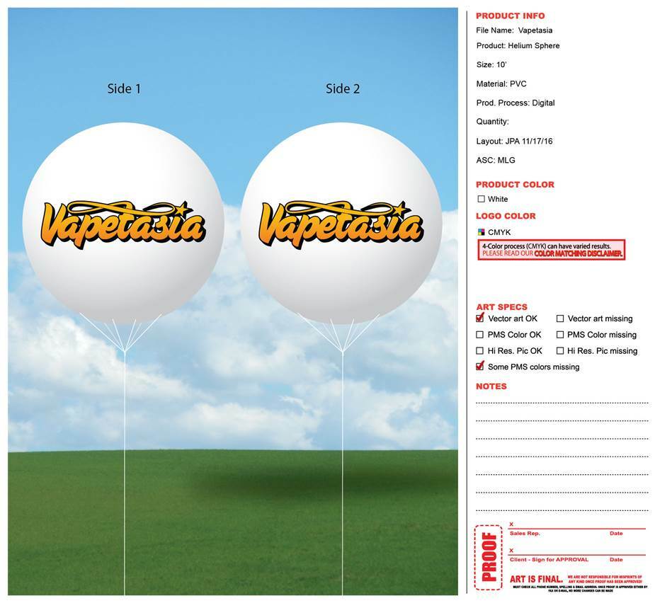 7 Foot Vinyl Helium Advertising Inflatable with Digital Multi Color Logo
