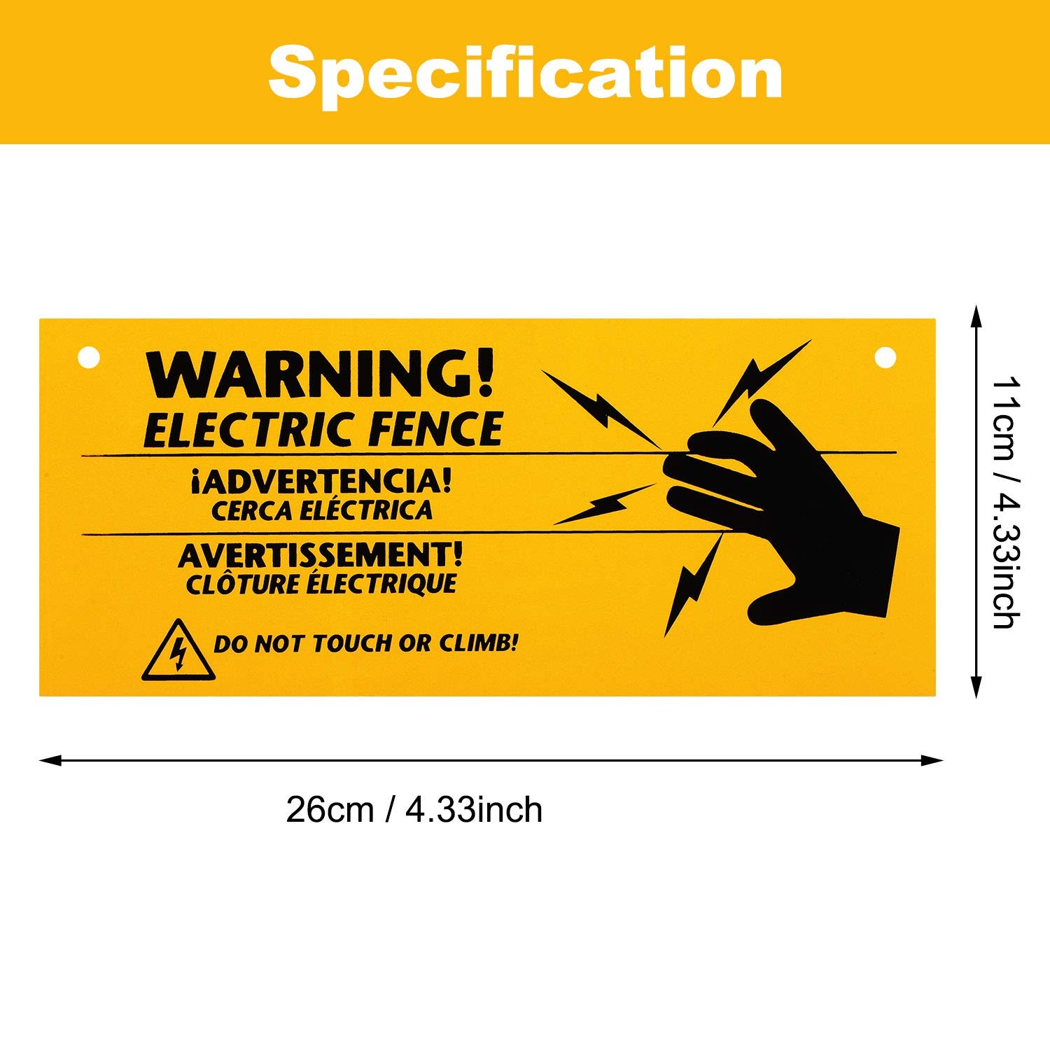 24 Pieces Electric Fence Warning Signs 10 X 4 Inch Plastic Danger Electric Fence