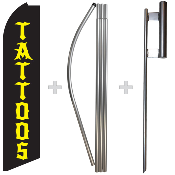 Tattoos 15′ Tall Swooper Flag & Pole Kit Feather Super Banner