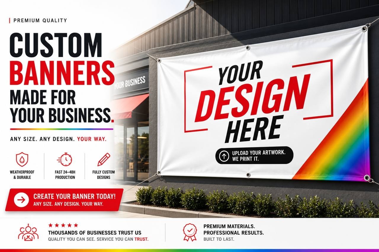 Custom Vinyl Banner Waterproof UV Resistant 13oz Heavy Duty Outdoor Sign