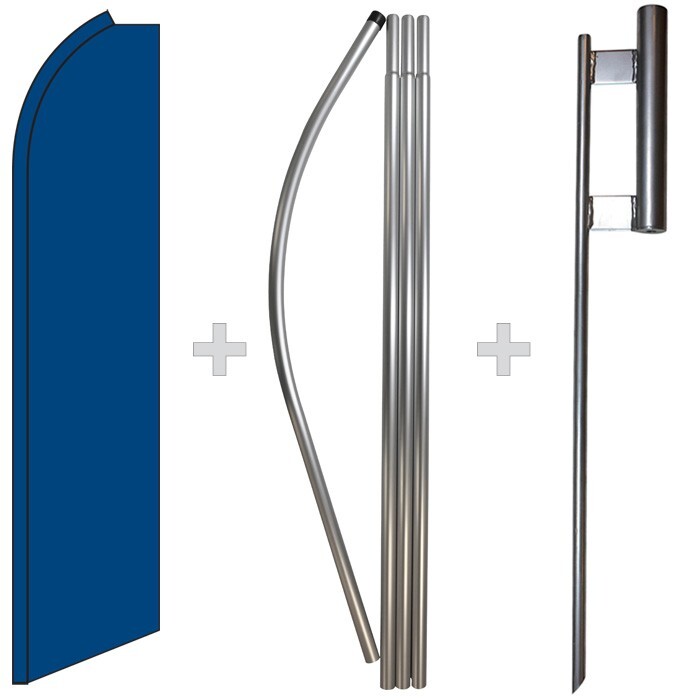 Solid Blue 15′ Tall Swooper Flag & Pole Kit Feather Super Bow Banner