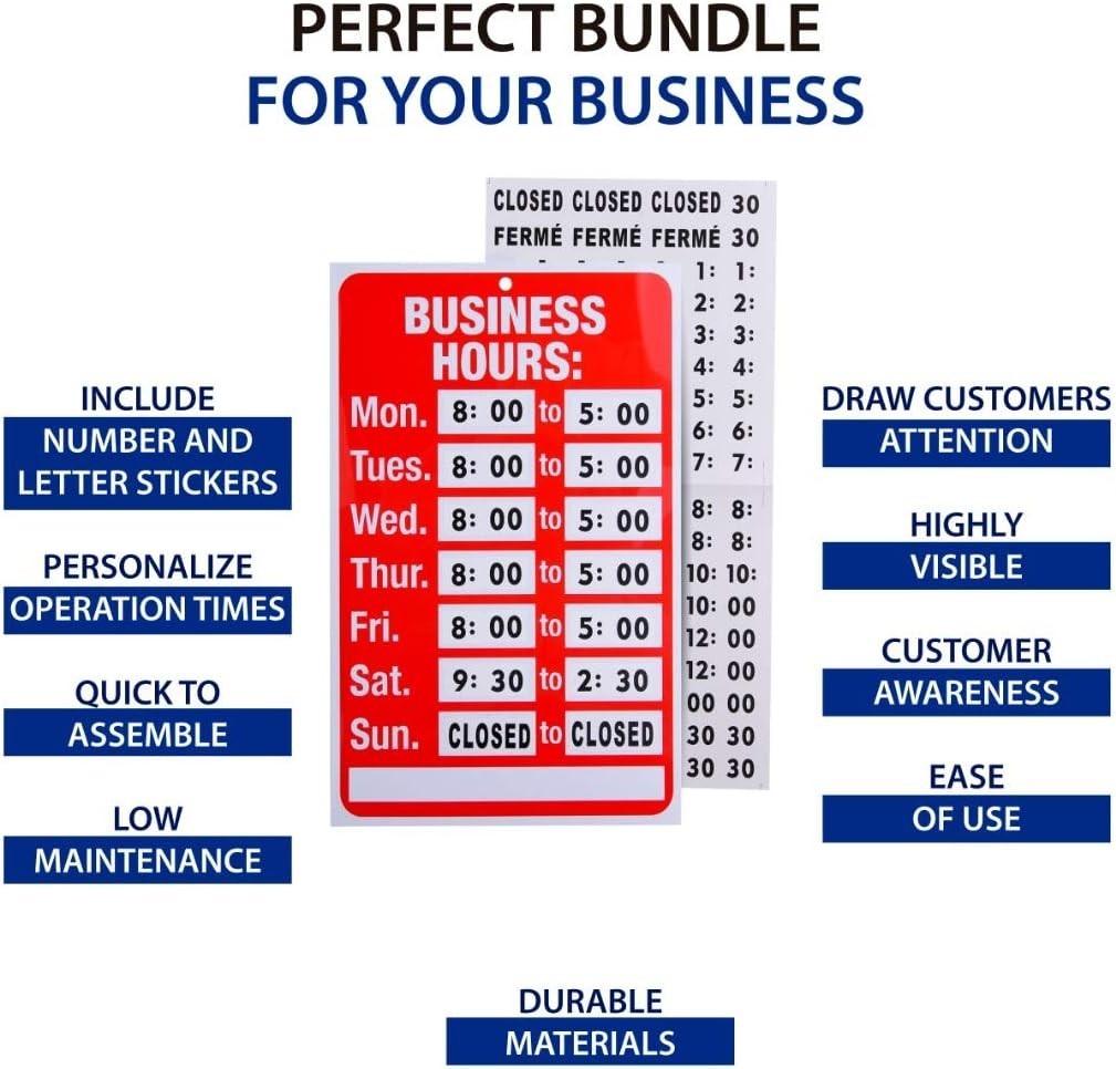 Bright and Customizable Business Hour Signs – Perfect for All Establishments