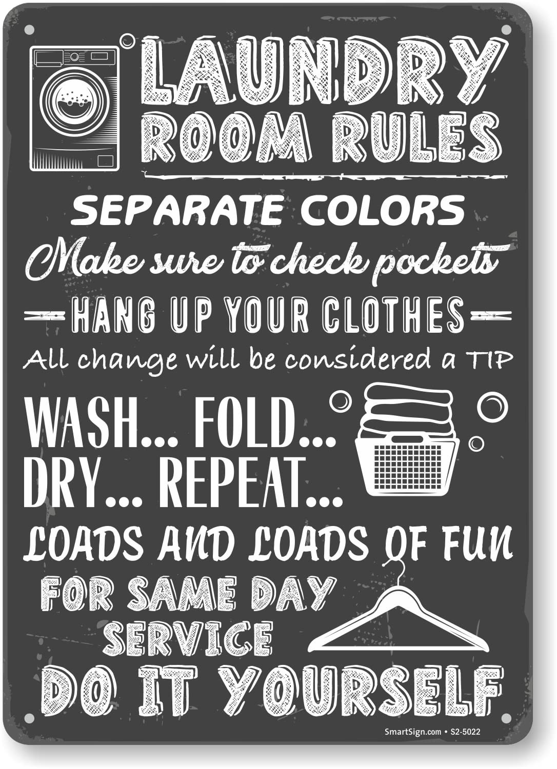Large 14×10 Inch Laundry Room Rules Metal Sign Aluminum Chalkboard Pattern
