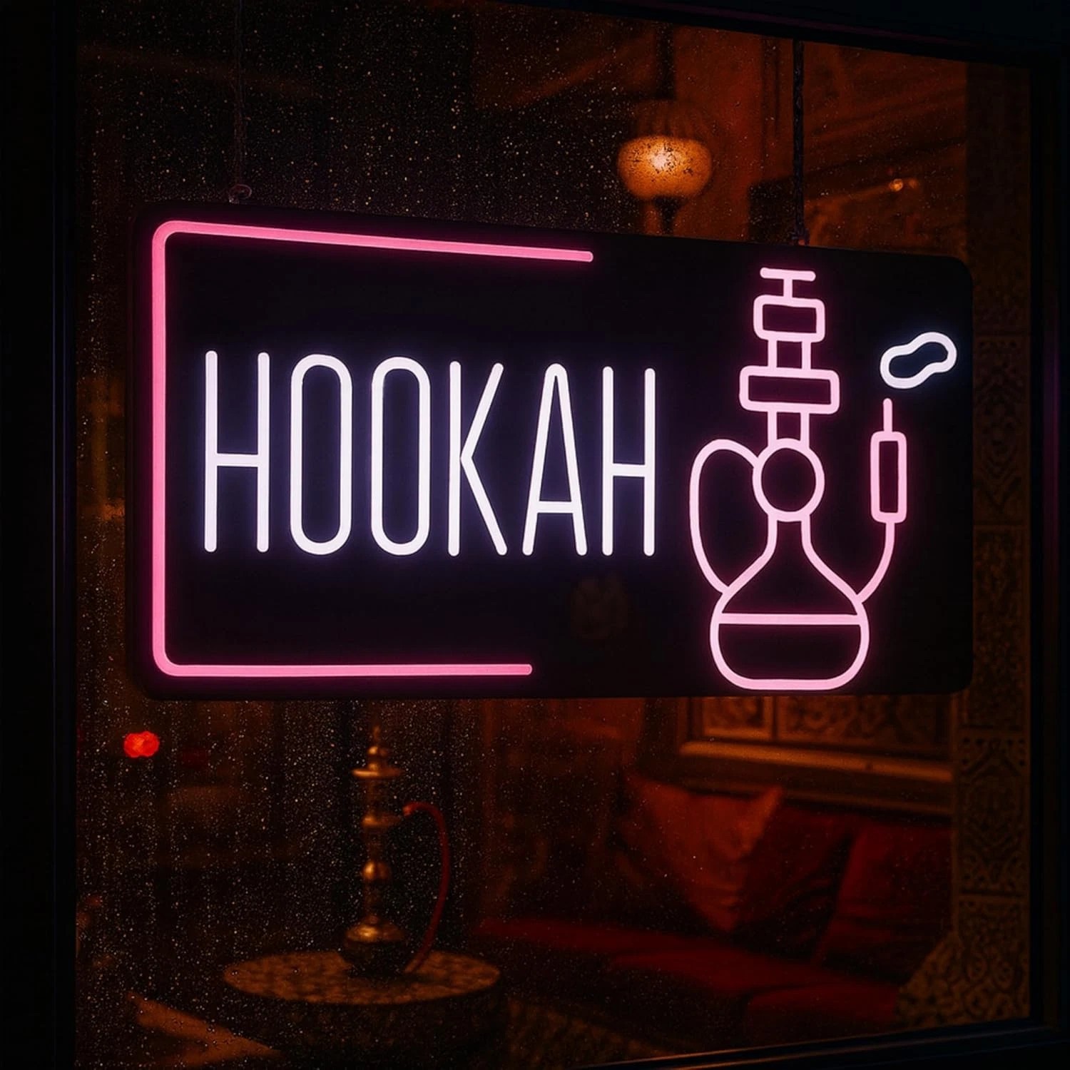 LED Neon Hookah Sign – Attract Customers to Your Smoke Shop or Lounge 17x35in