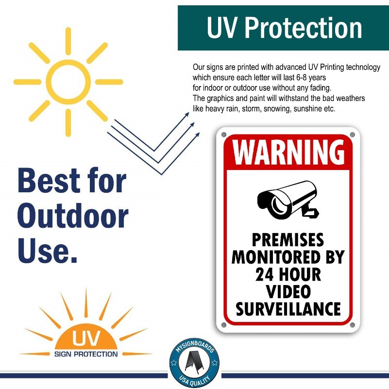 Surveillance Signs cctv Warning Signs 24 Hour Video Surveillance Sign 8X12IN