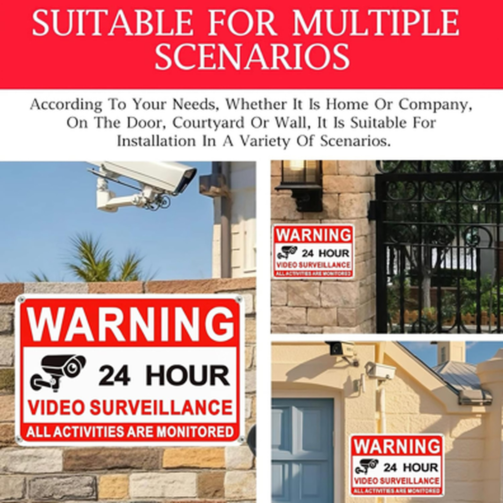 Video Surveillance Signs 8×12 Inch Rust-Proof Metal Outdoor No Trespassing