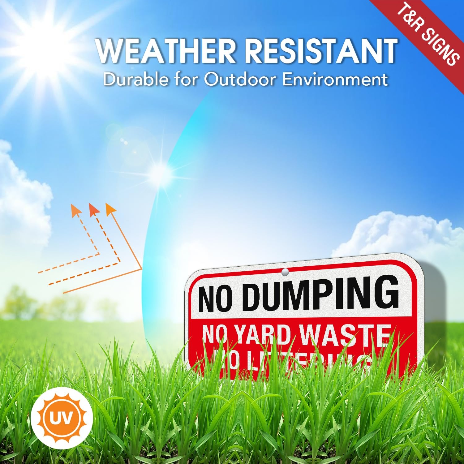 Rust Free No Dumping Sign 2 Pack Outdoor Yard Waste Littering Sign 12 x 6
