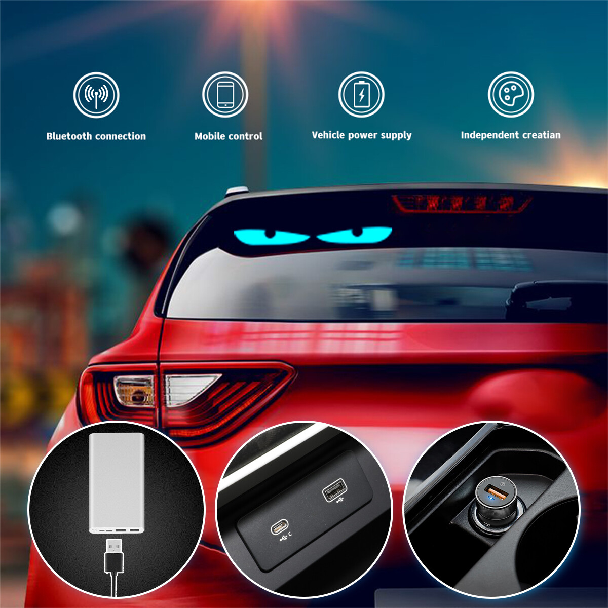 USB HD LED Car Flexible Sign Scrolling Message Display Screen APP Programmable