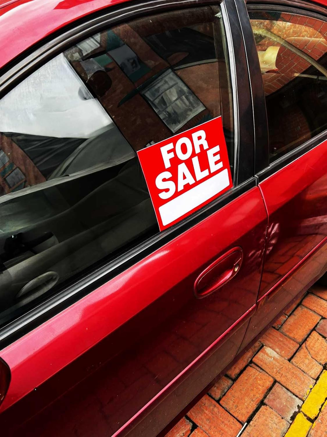 for Sale Sign Stickers 2 Pack | Red, Rectangular, Weather Resistant Vinyl Sticke