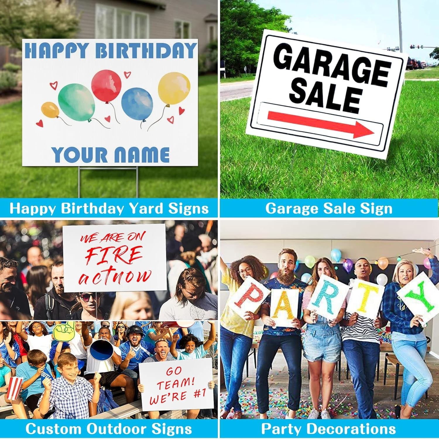 Blank Yard Signs with Stakes 6 Pack Outdoor Corrugated Plastic 17×12 Inches