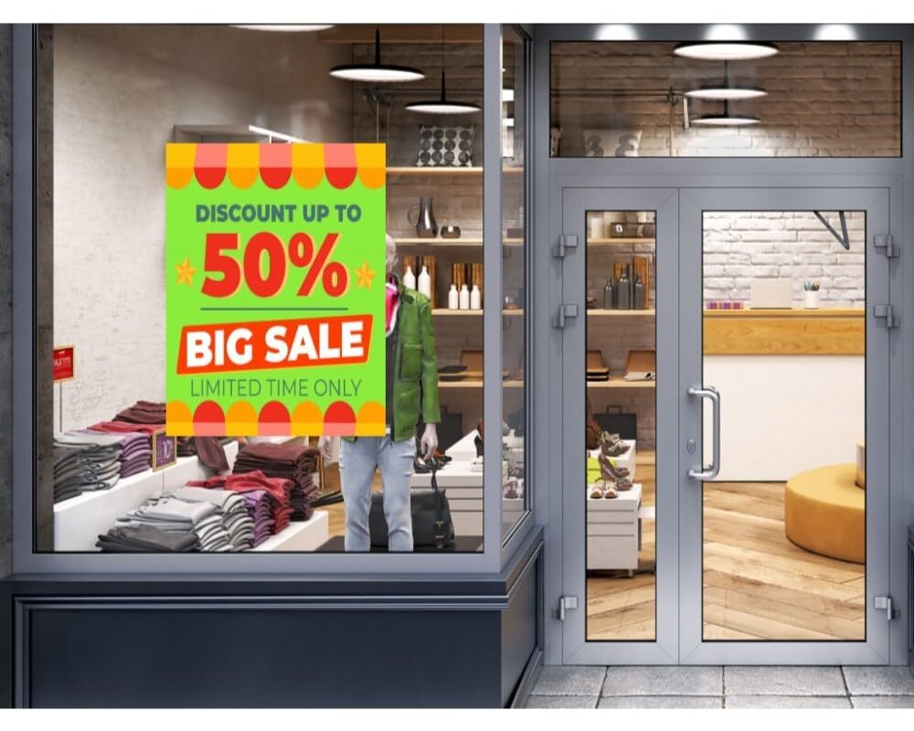Big Sale Discount Up To | Full Color Window Display Signs | 18″W x 24″H