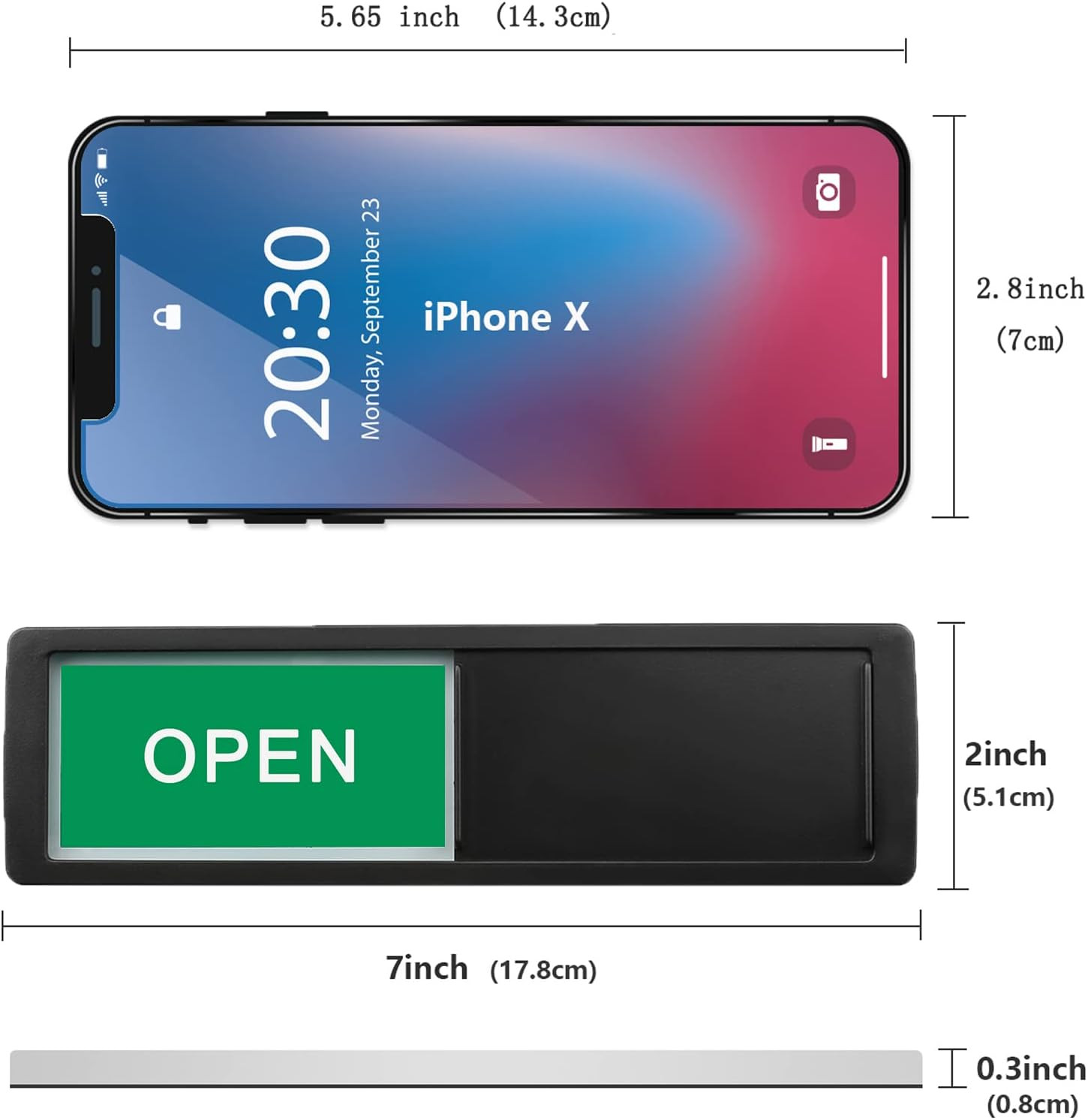 Open Closed Sign, Open Signs Privacy Slide Door Sign Indicator for Business Stor
