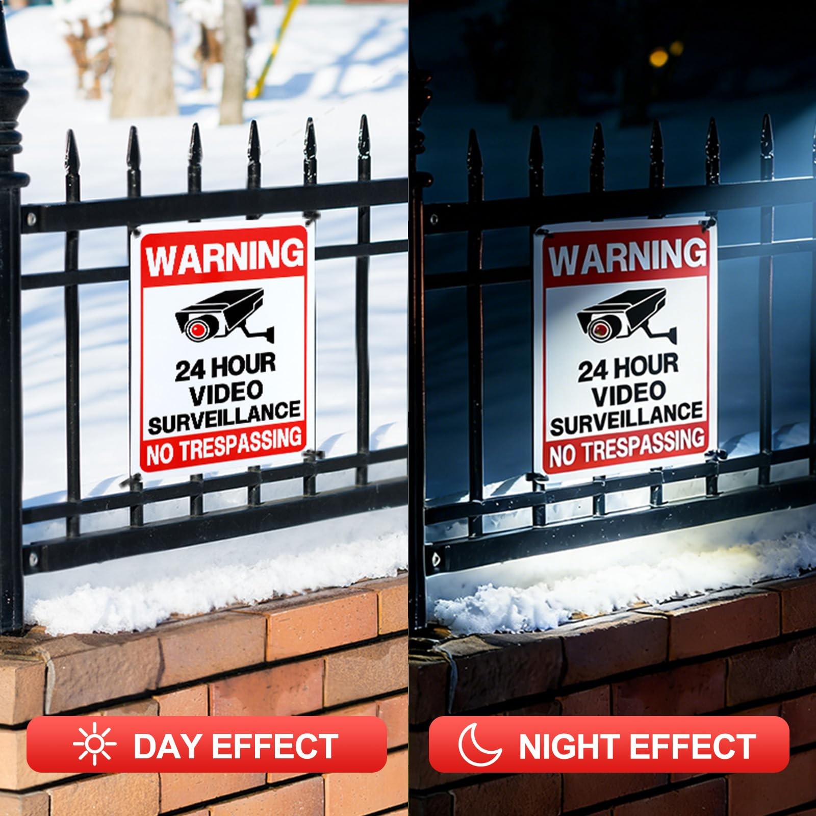 24 Hour Video Surveillance Sign, Security Camera Sign Warning for Home or Busine