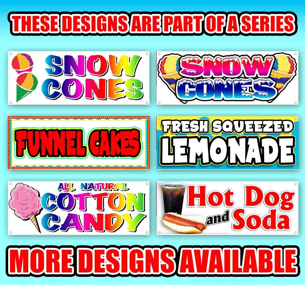 SNOW CONES Advertising Vinyl Banner Flag Sign FAIR CARNIVAL FOOD USA