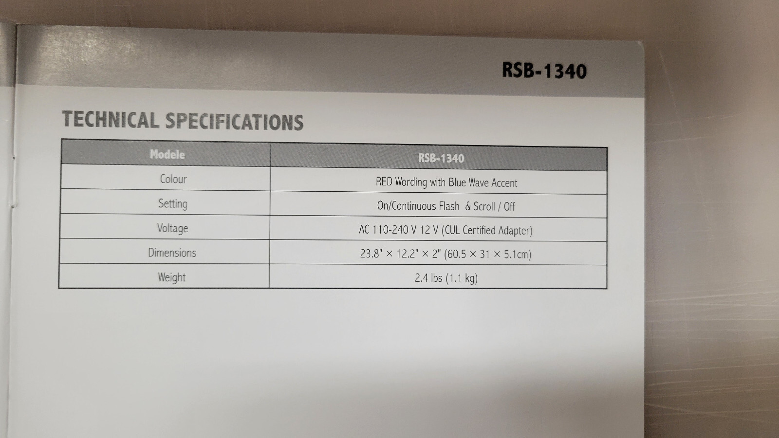NIB – ROYAL SOVEREIGN RSB-1340E LED OPEN SIGN – Solid or Flashing – 12″ x 24″