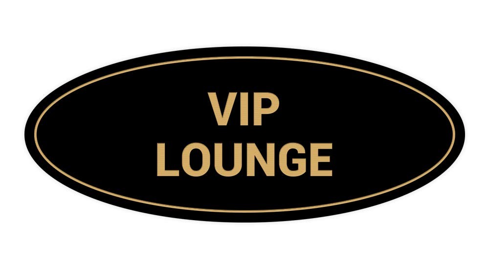 Oval VIP Lounge Sign Black Gold Large Wall Door Plaque For Hotel Business