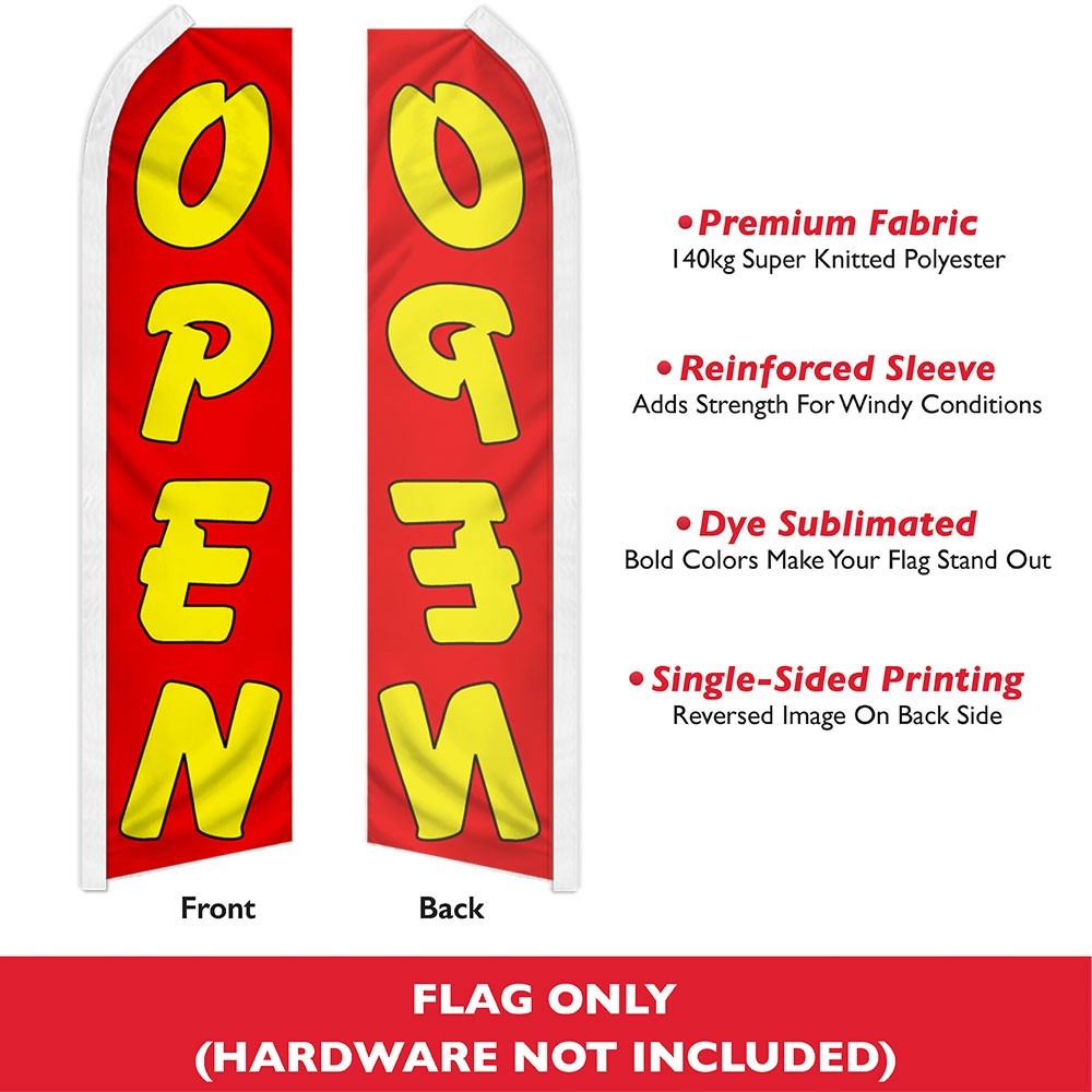 Open Advertising Swooper Feather Flutter Flag Now Open YW/RD