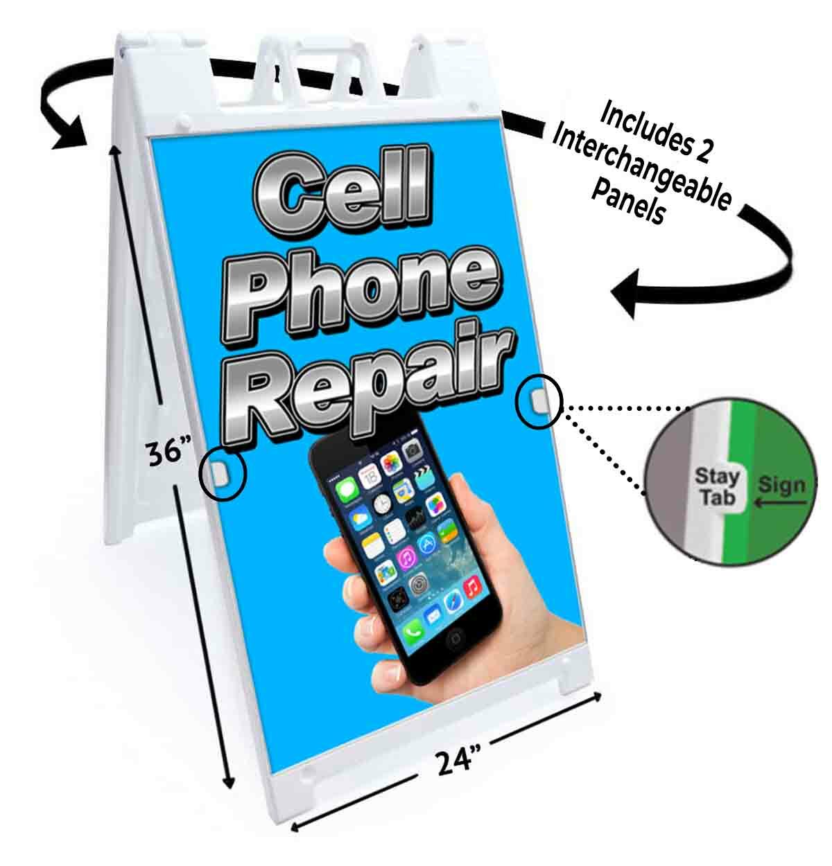CELL PHONE REPAIR Signicade 24×36 A Frame Sidewalk Sign Double Sided TECHNOLOGY