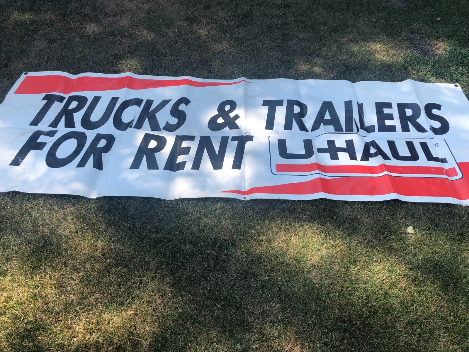 90’s UHAUL Vinyl Advertising Hanging Banner 9′ 9″ x 3′ 5 1/4″ Rectangular Shape