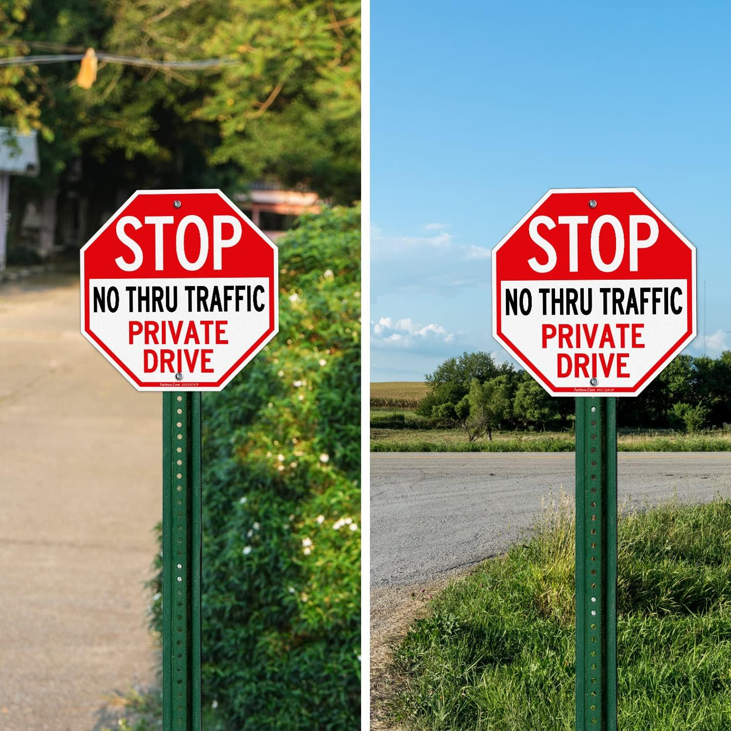 12×12″ Reflective Private Drive Sign Aluminum Weather Resistant Red White