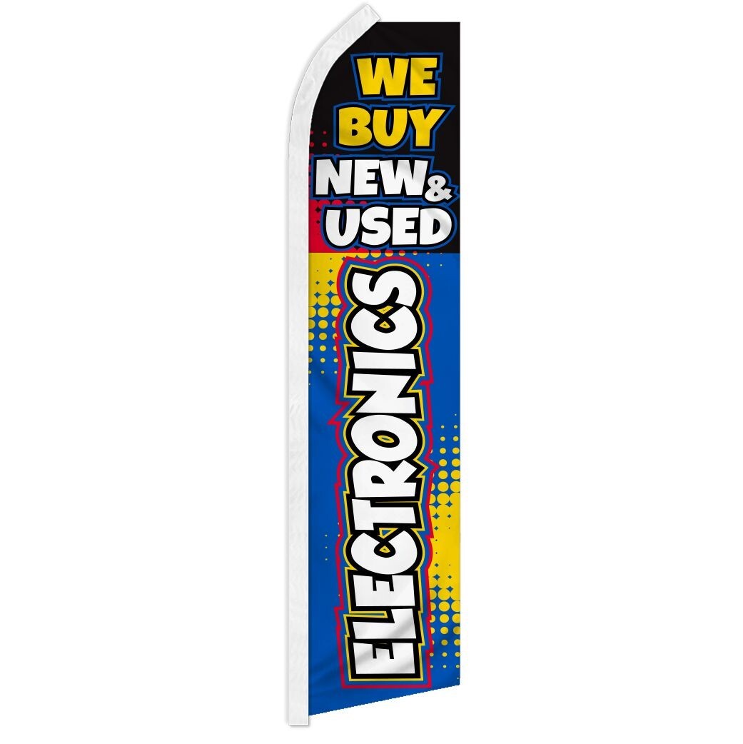 We Buy New & Used Electronics Swooper Flutter Advertising Feather Flag