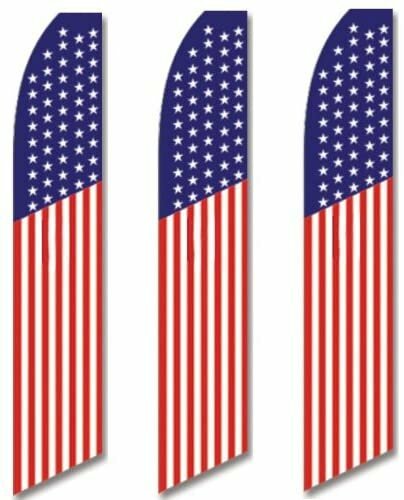 3 (three) Pack Tall Swooper Flags USA United States American Flag