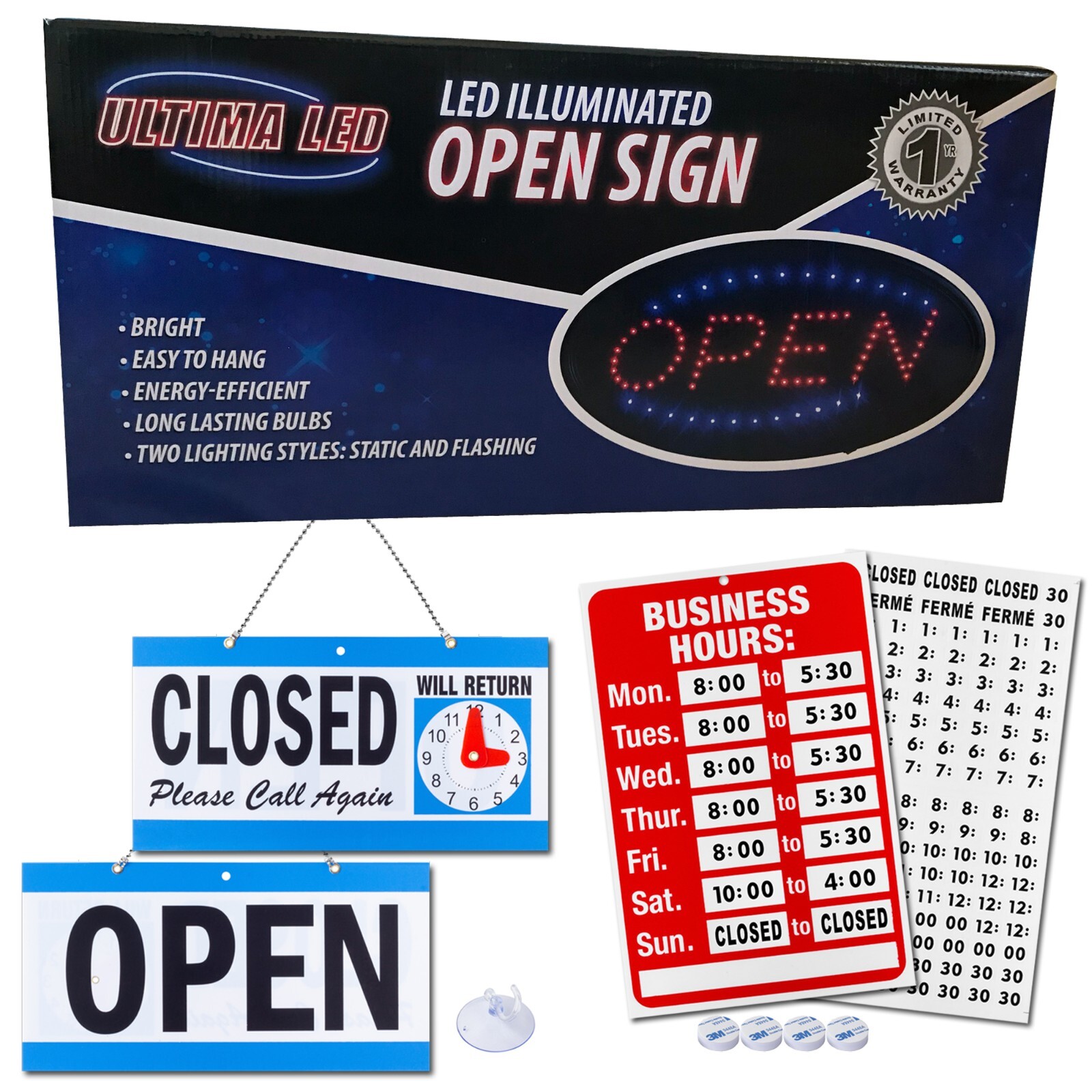 LED Neon Open Sign 19″ x 10″ by Ultima LED: Bundle for Business Includes 3 signs