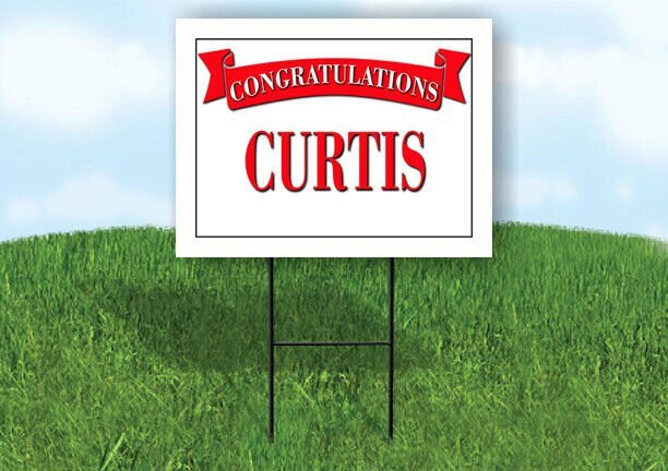CRYSTAL CONGRATULATIONS RED BANNER 18in x 24in Yard sign with Stand