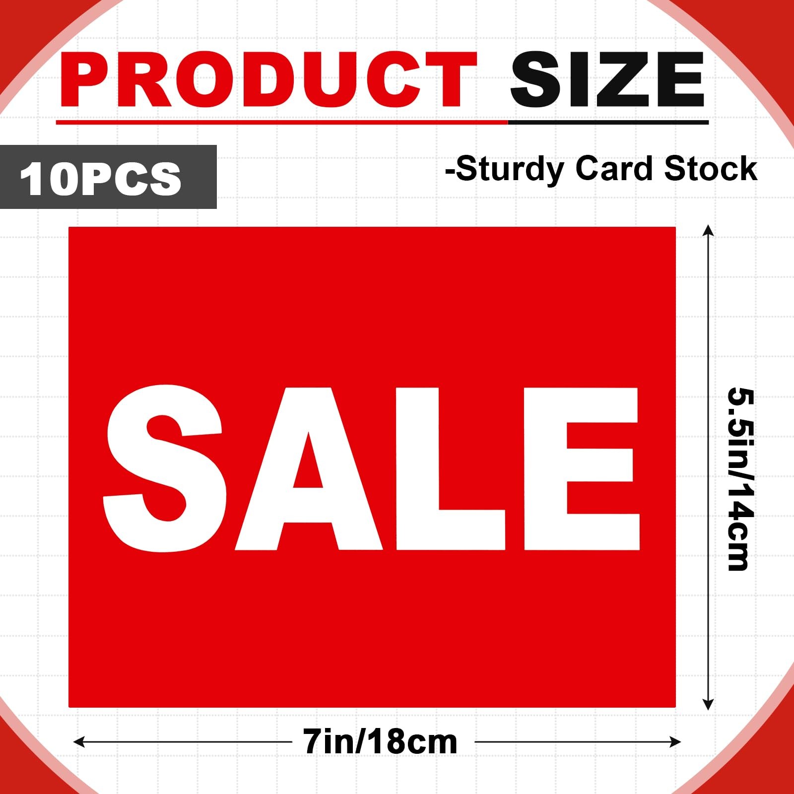 10 PCS 5.5 x 7 Inches Sale Signs for Retail Card Stock Sale Sign Red White Pr…